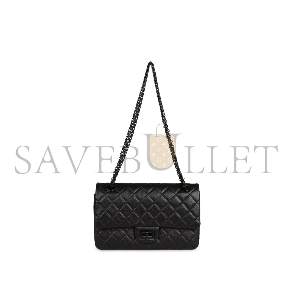 CHANEL MASTER AGED CALFSKIN QUILTED 2.55 REISSUE FLAP SO BLACK A37587 (28*19.5*7.5cm)